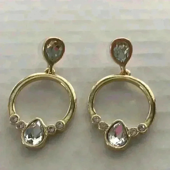 Charter Club new Gold Crystal Circle Drop Earring - Picture 7 of 8